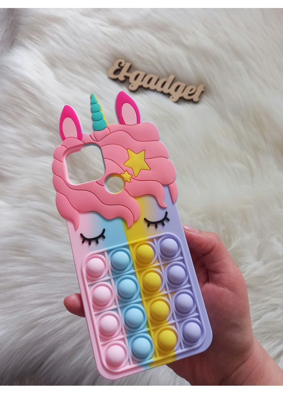 Чохол Pop it для A15 / A15s Єдиноріг Поп іт антистрес силіконовий дитячий райдужний Oppo (360896891)