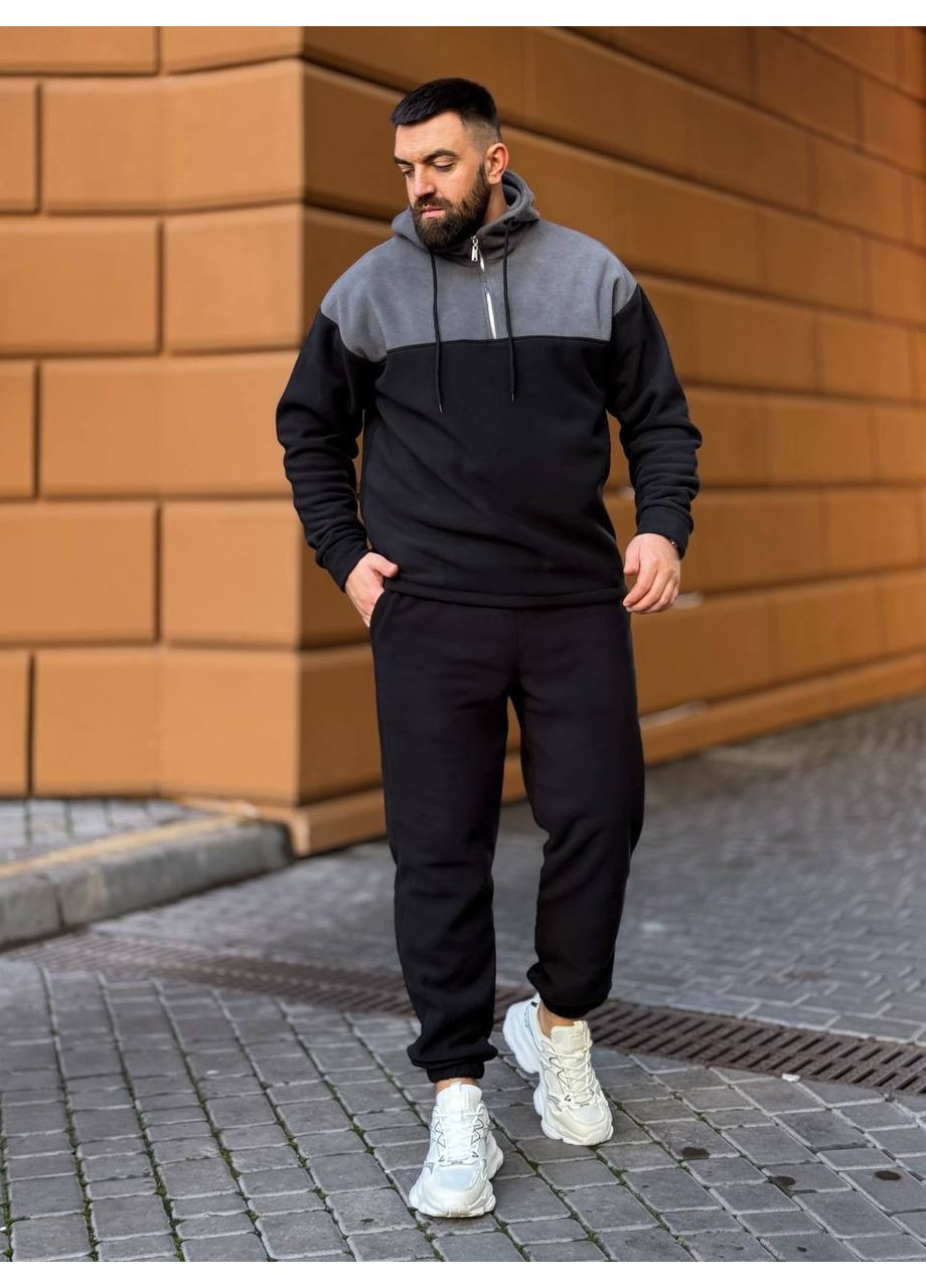 Теплий чоловічий костюм з флiсу чорного кольору 36225 Fashion (370881869)