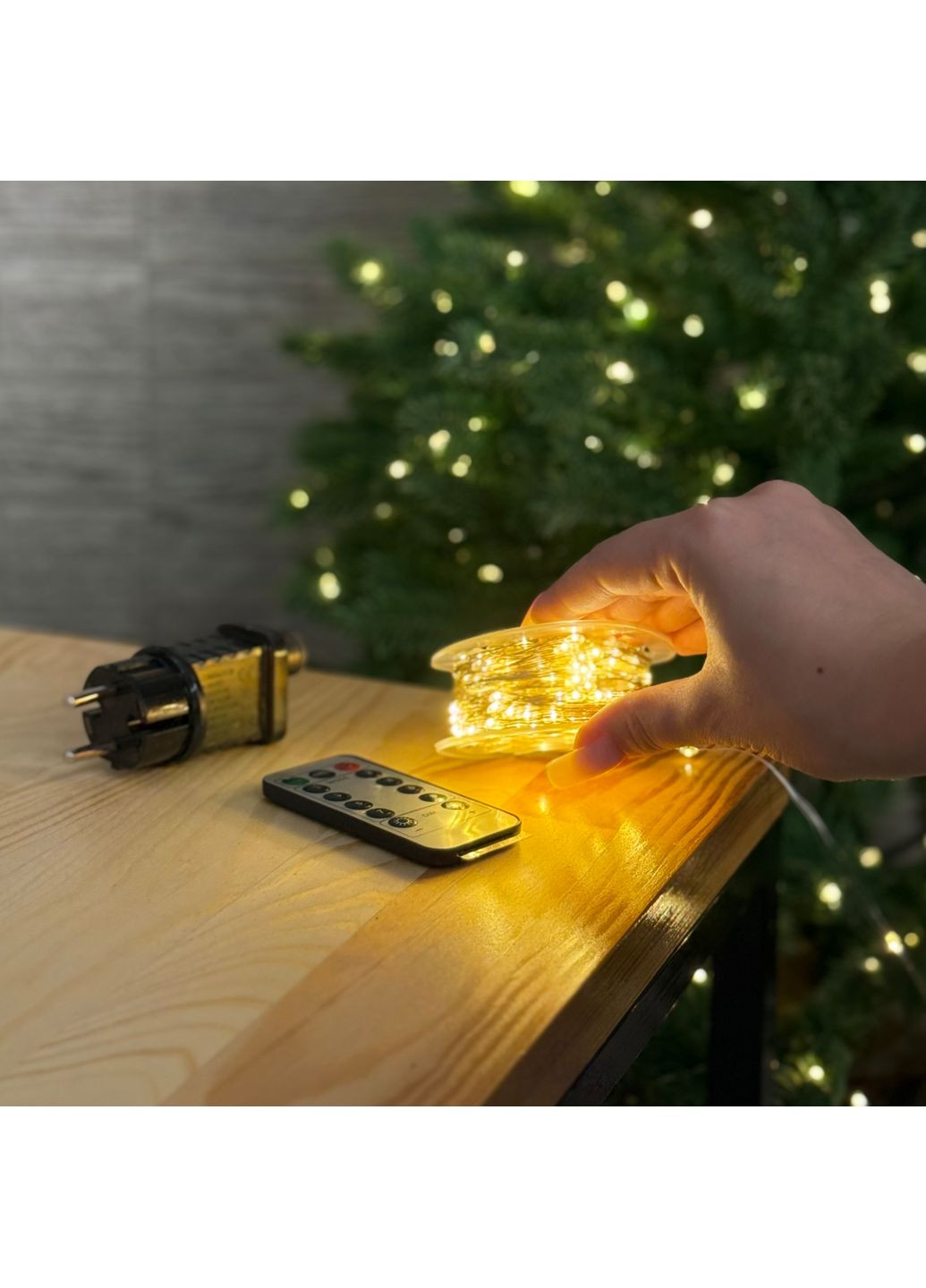 Світлодіодна гірлянда 50 метрів тепле біле світло білий провід 500 LED 8 режимів з пультом Роса (363114672)