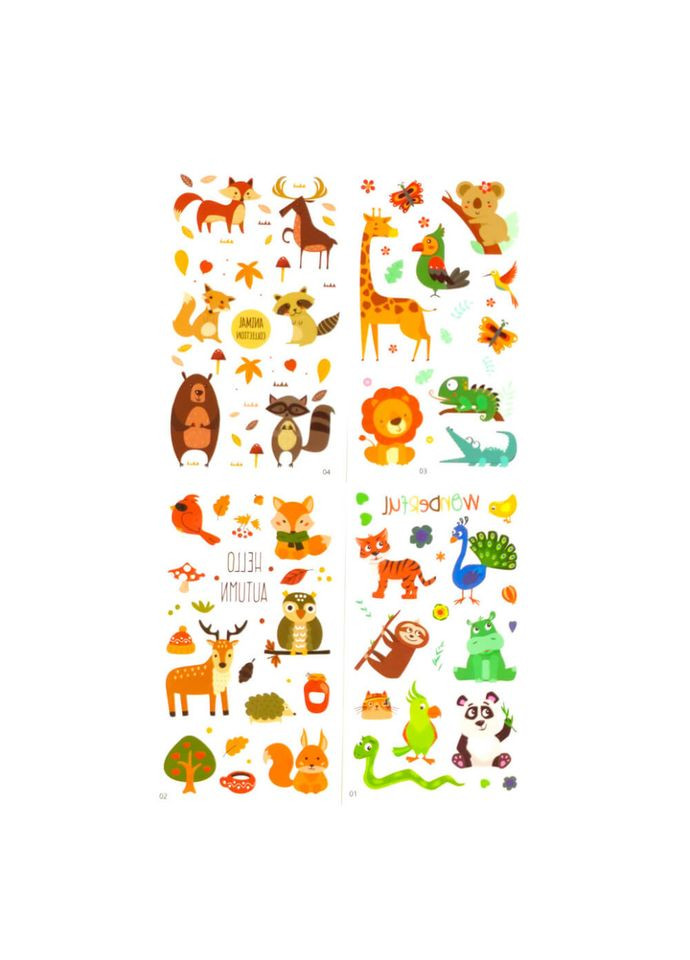 Набір дитячих тимчасових тату "Тварини" tattoo kids mini set animals Fresh Tattoo (367859642)