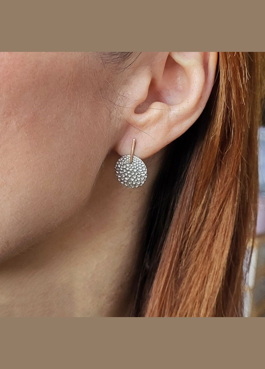 Срібні сережки гвоздики на фіксаторах Коло з Золотою пластиною 375 проби срібло 925 проби 1311 No Brand (306742684)