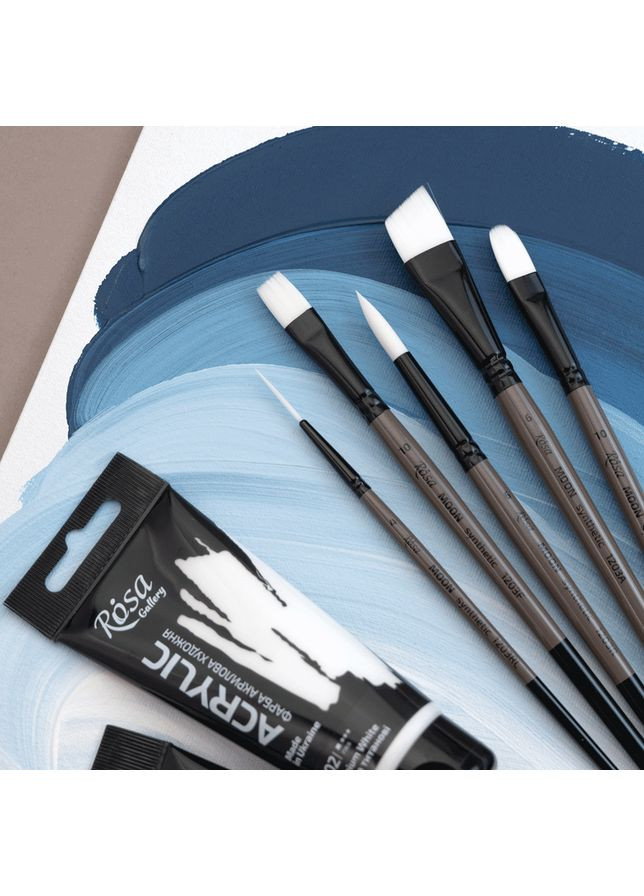 Пензель синтетика плоска MOON 1203F №0 коротка ручка ROSA Роса (362586587)