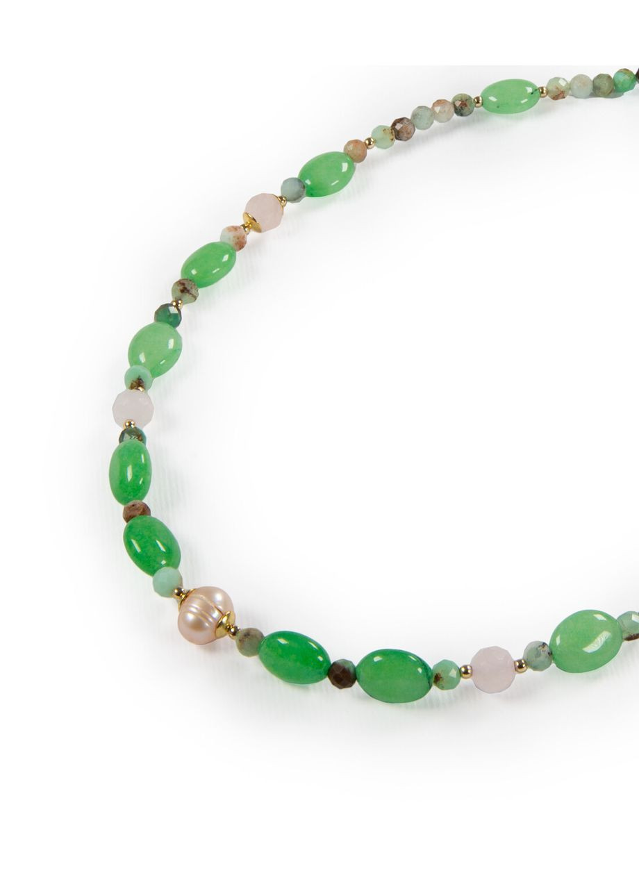 Ожерелье "Ольшана" Нефрит, Хризопраз, Розовый кварц, Жемчуг Fursa fashion (365958818)