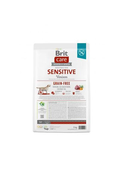 Сухой корм Dog Grain-free Sensitive для собак с чувствительным пищеварением, беззерновой с олениной, Brit Care (323219549)