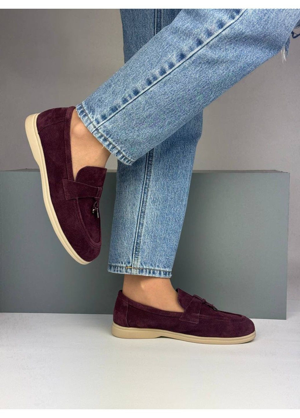 Hengji 408 Лоферы Замшевые Бордовые с украшением бордовый з натуральная замша, китай — демисезон (335365740)