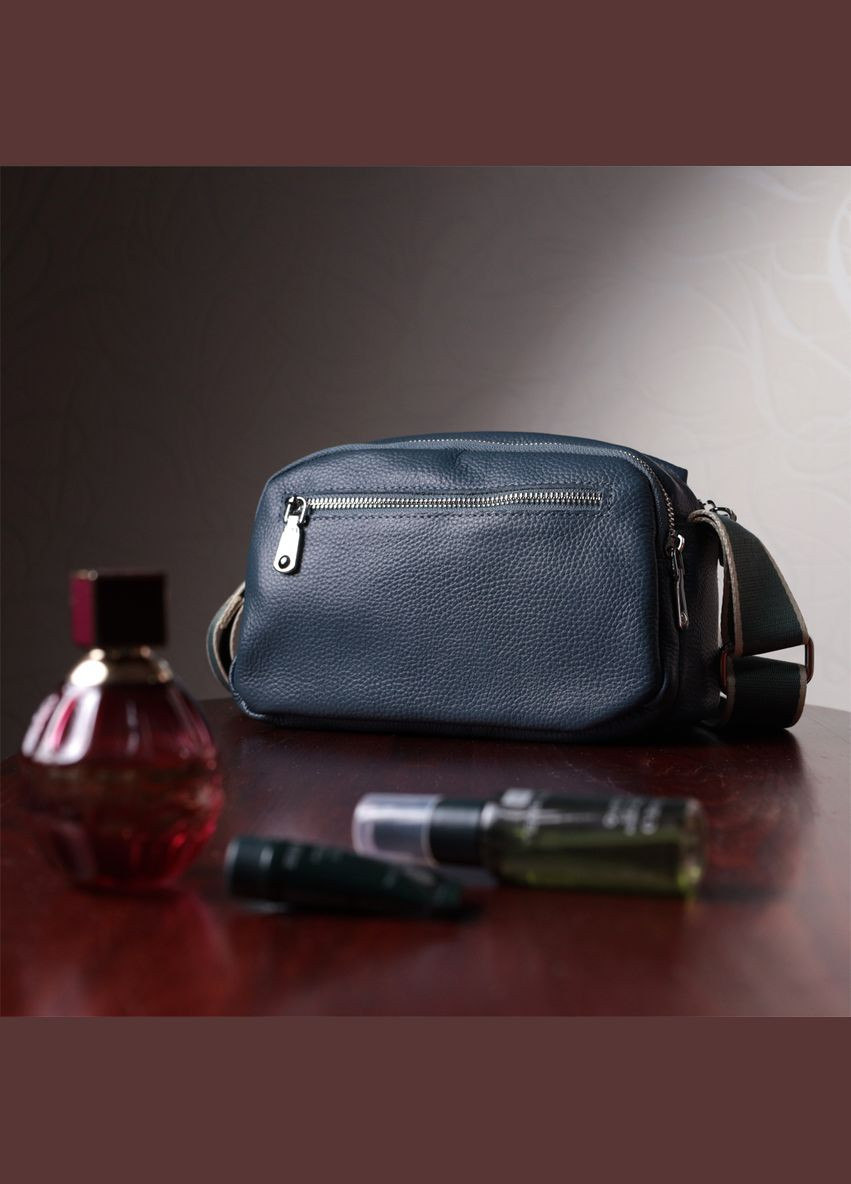 Сумка через плечо женская с двумя отделениями кожаная 22595 Синяя Vintage (302007892)