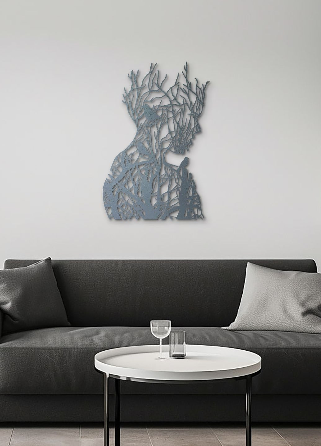 Декоративне панно на стіну, дерев'яний декор в кімнату "Мереживо дівчина з птахами", картина лофт 35х23 см Woodyard (292112354)