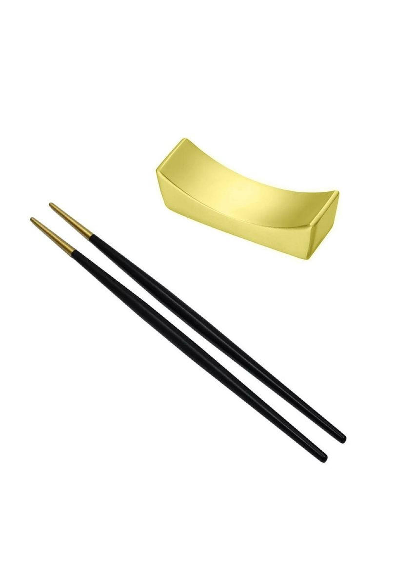 Комплект золотої підставки та паличок для суші золото із чорною ручкою для дому ресторанів, кафе. REMY-DECOR (293152584)