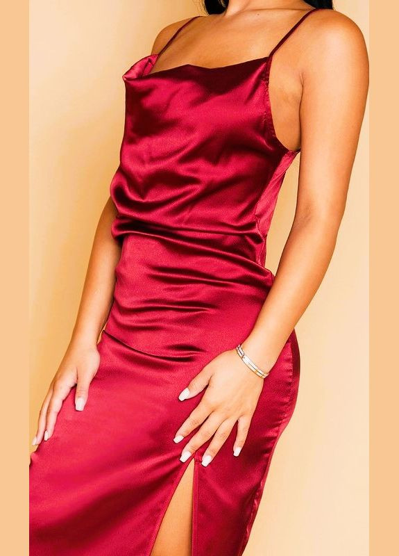 Бордова кежуал, коктейльна, вечірня атласна коктейльна сукня-комбінація 46 розмір сукня-комбінація PrettyLittleThing