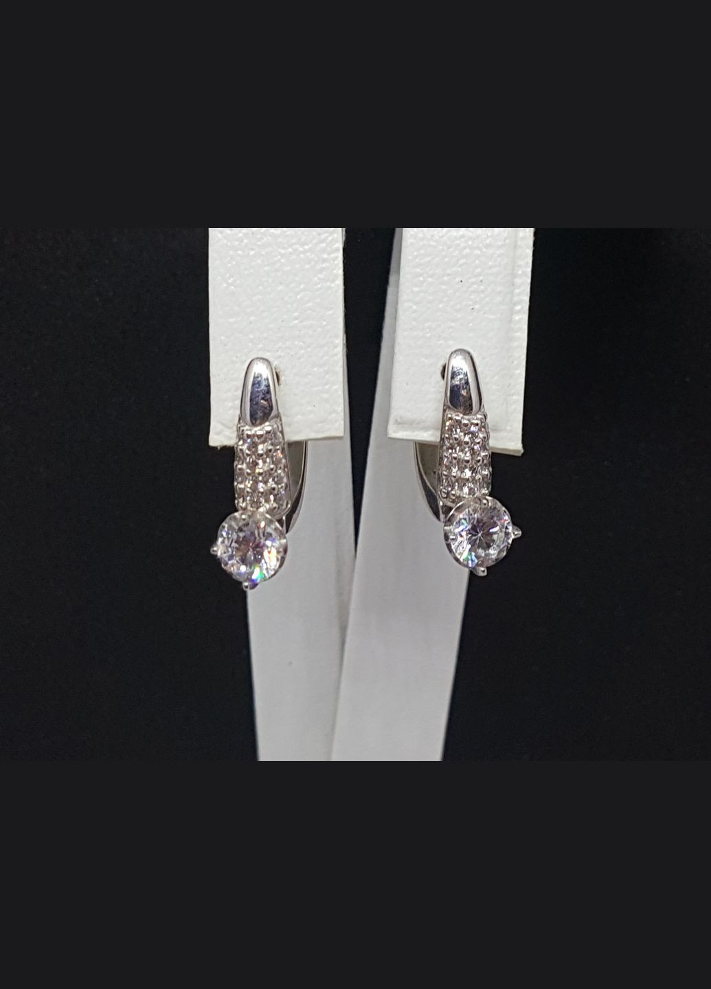 Срібні сережки з фіанітами. 25014р Лазурит (292735740)