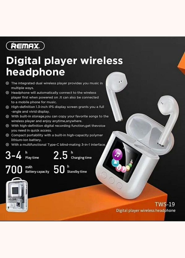 Наушники Bluetooth TWS19 Digital Player Remax (280877064)