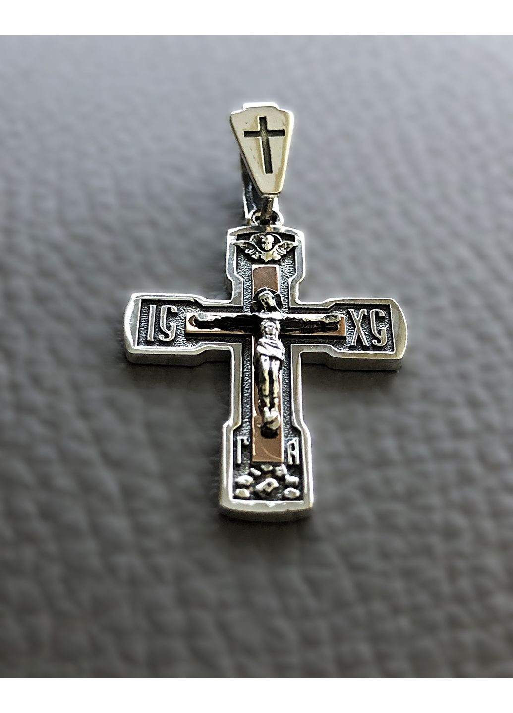 Православный серебряный крестик с золотыми пластинами. Оберег. Кулон из 925 пробы. DeLoS (352229391)