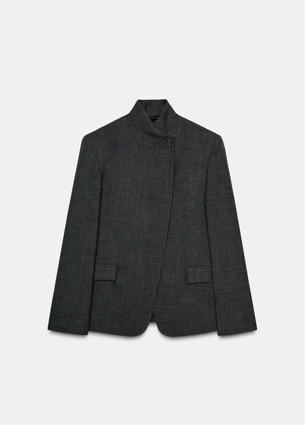 Серый женский жакет Zara однотонный - демисезонный