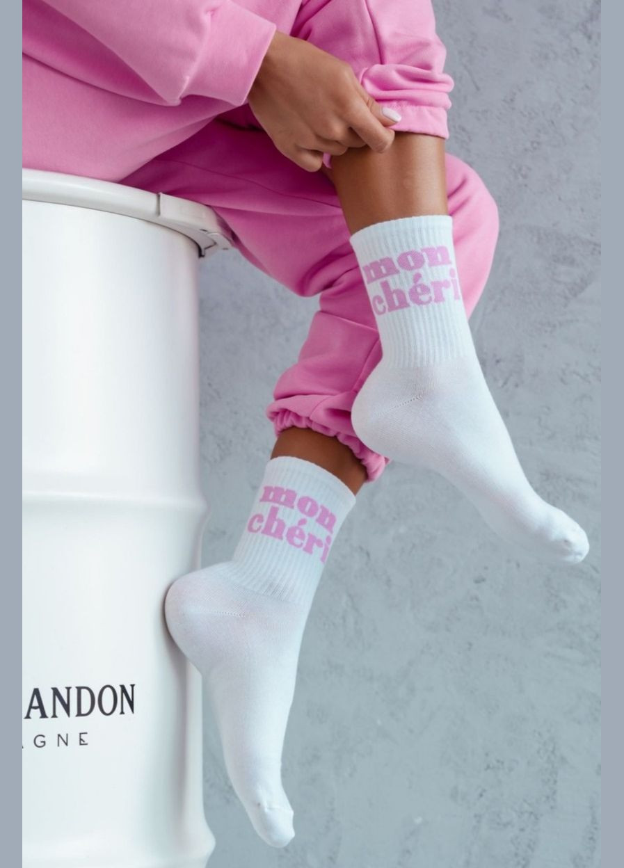 Білі жіночі шкарпетки Milena написи (322316939)