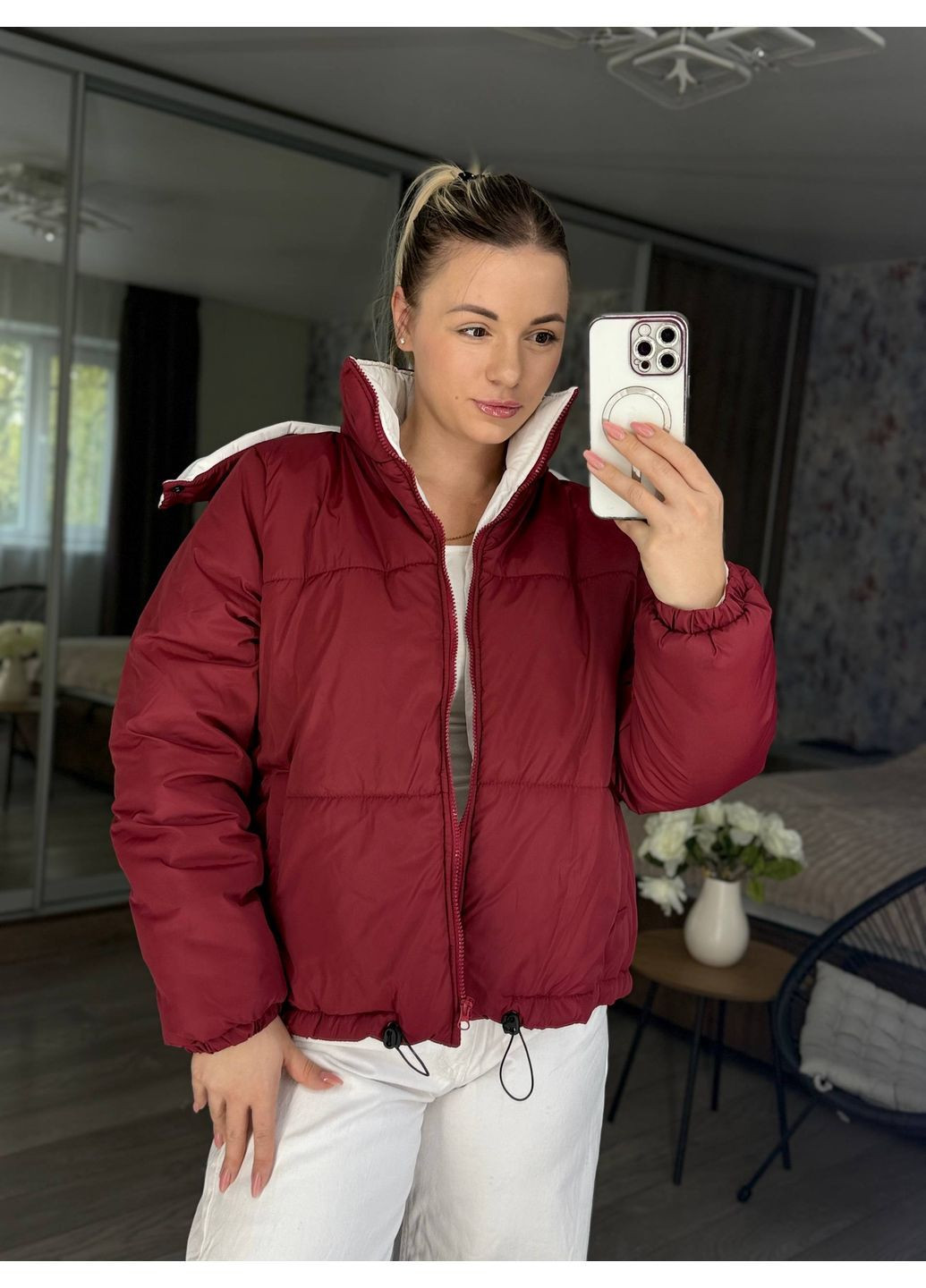 Бордовая зимняя женская зимняя куртка на силиконе Nositi 172-4