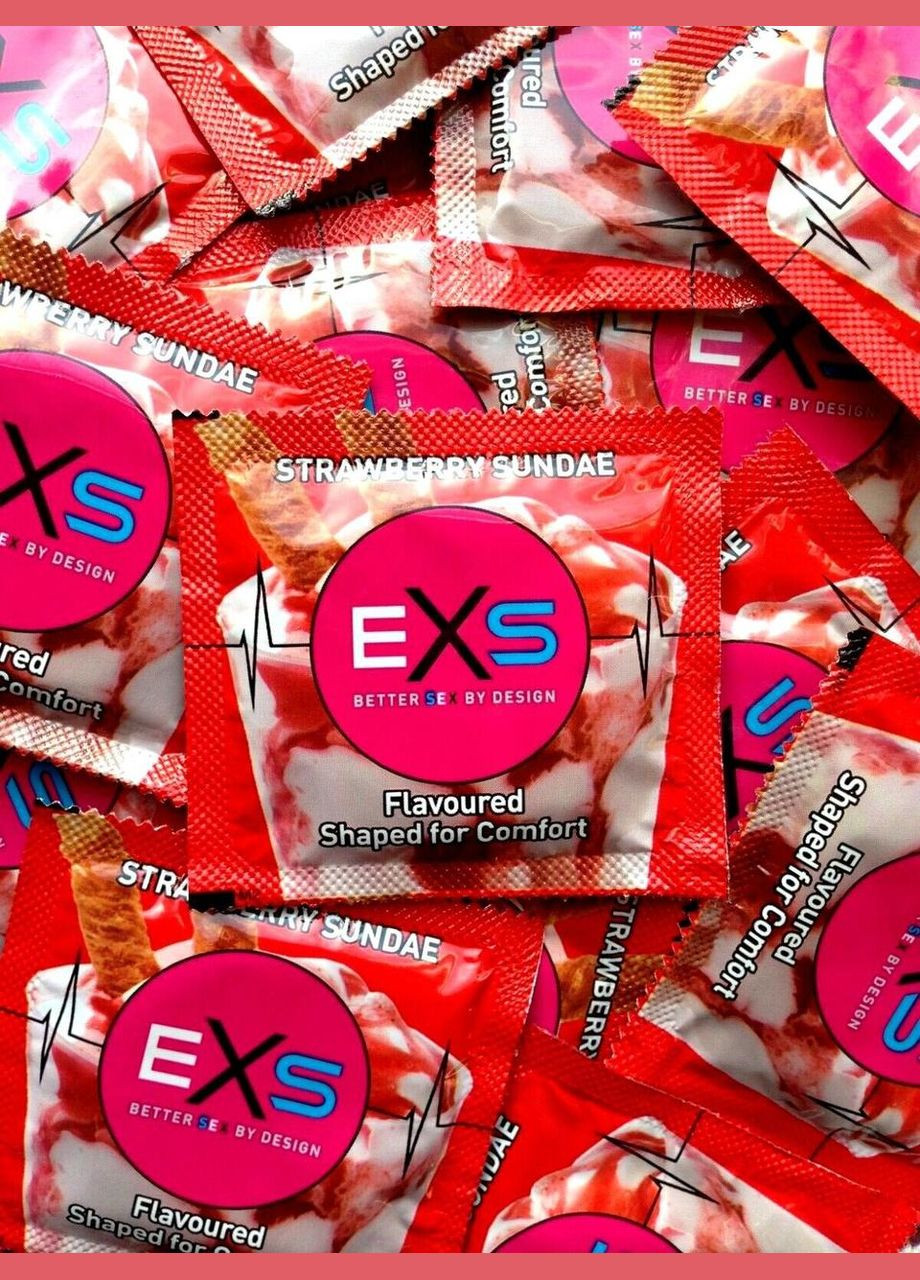 Презервативи Strawberry 6 штук зі смаком полуниці ароматизовані EXS (303903569)