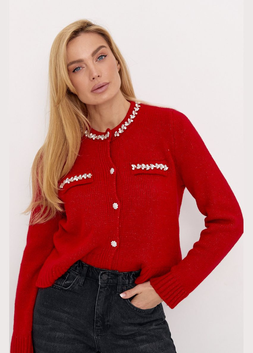 Красный зимний кардиган Lurex