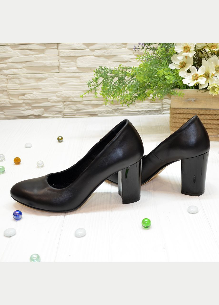 Vasha para Туфли женские кожаные классические на устойчивом каблуке,. 37 размер черный з, украина — демисезон (315933116)