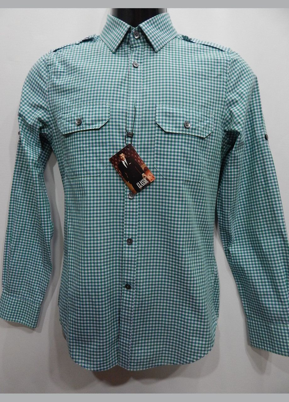 Зеленая кэжуал рубашка в клетку No Brand