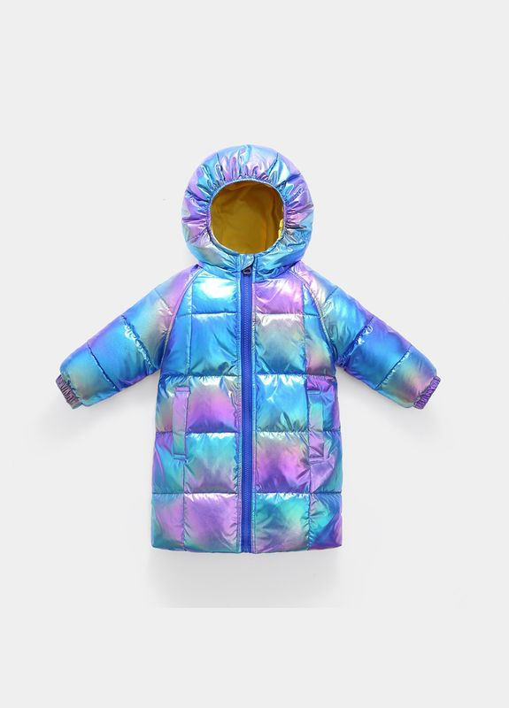 Синяя демисезонная куртка детская удлиненная с карманами (синий 120см) (10118) Qoopixie