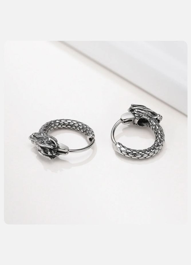 Серьги-кольца Vnox Dragon для мужчин и женщин из нержавеющей стали [-EH-378S02-1-Pair] VNOX No Brand (338624635)