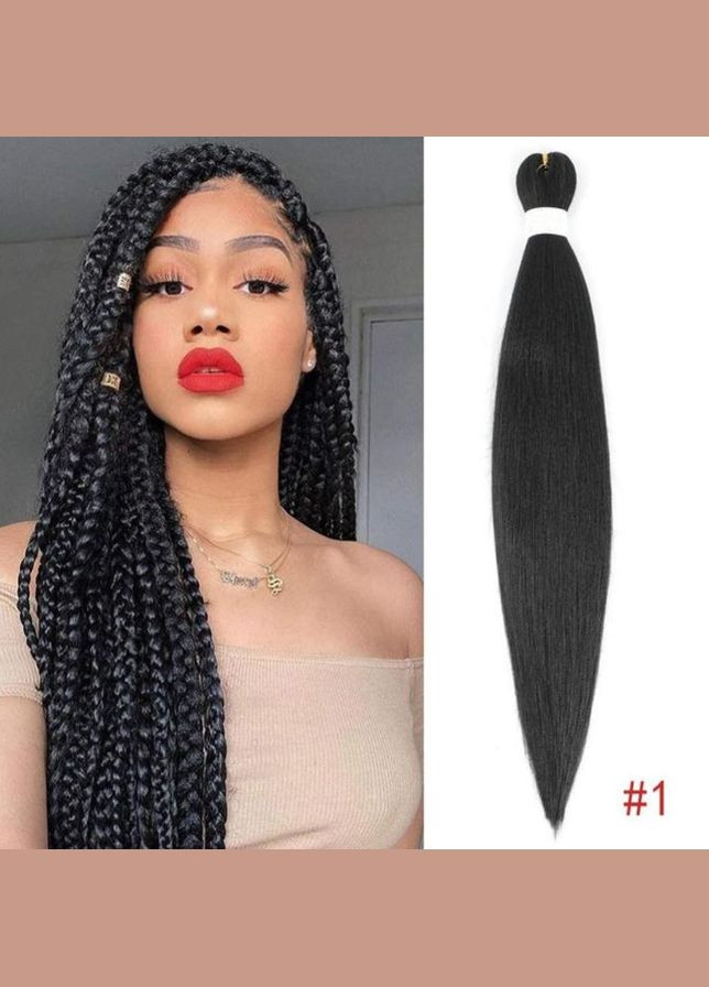 Канекалон Braid однотонний чорний Довжина 65 см Вага 90 г Низькотемпературний 100-150°С 1# Easy EZ (324261515)