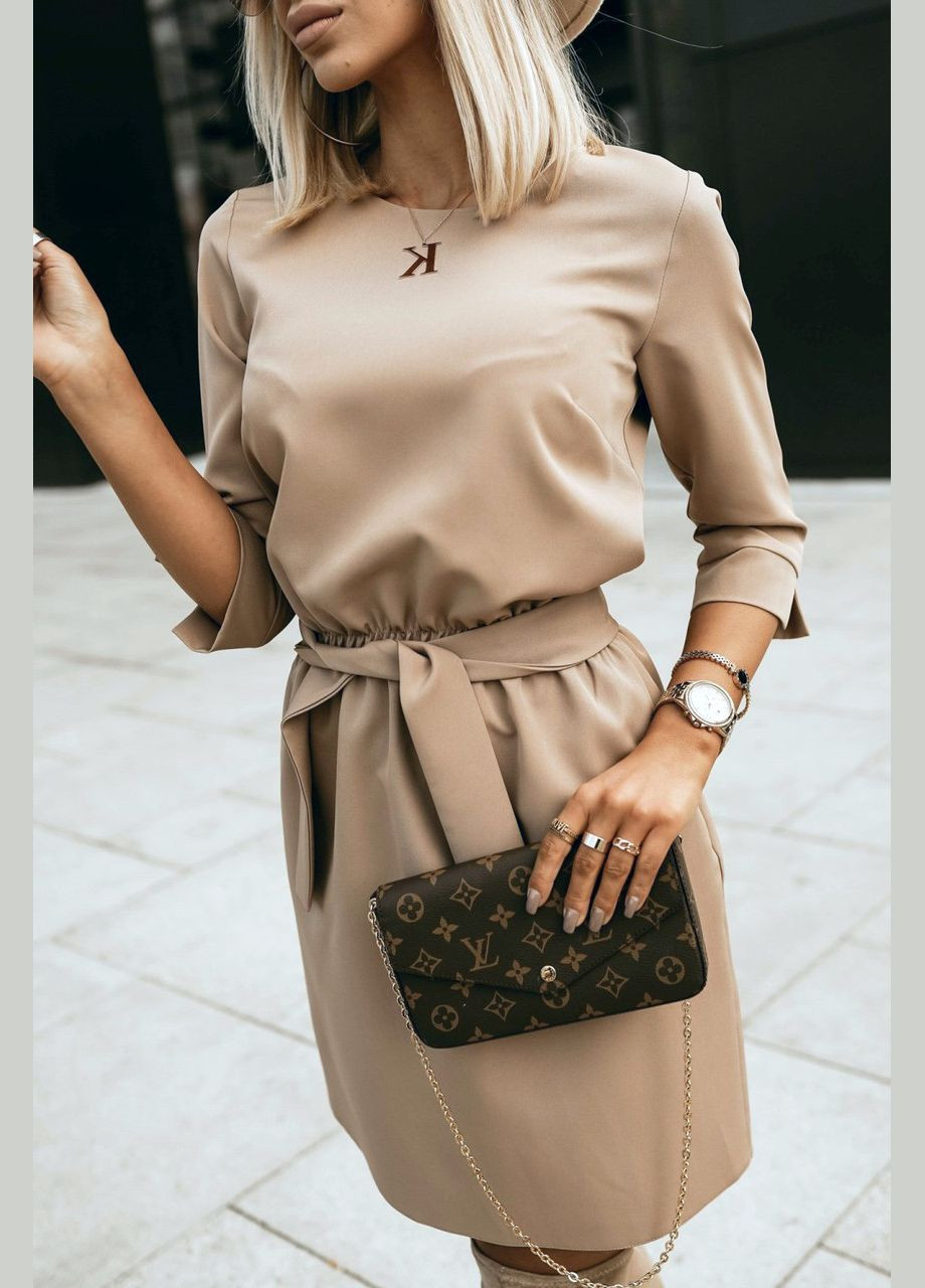 Бежева ділова, повсякденний, святковий плаття mf203 No Brand