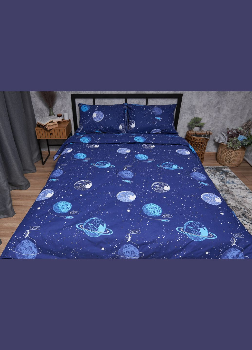 Комплект постельного белья Бязь Gold Люкс «» полуторный евро 160х220 наволочки 2х50х70 (MS-820004816) Moon&Star Planets (293148064)