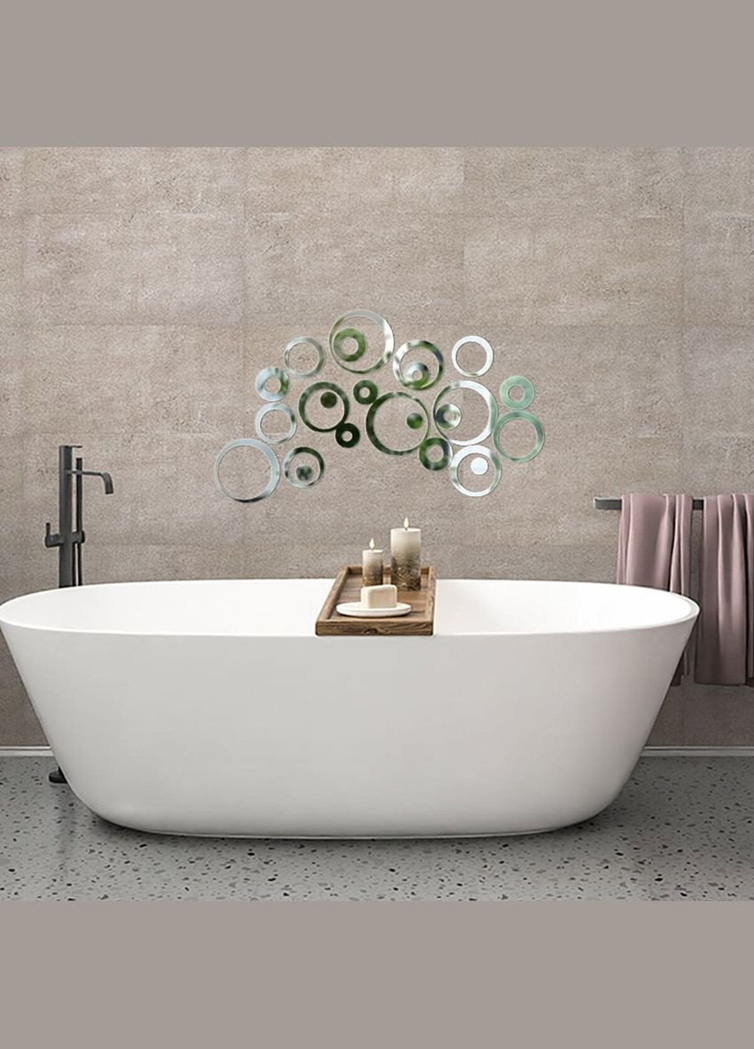 Дзеркальний декор акриловий самоклеючий срібло, 24шт (D) SW-00002523 Sticker Wall (370944102)