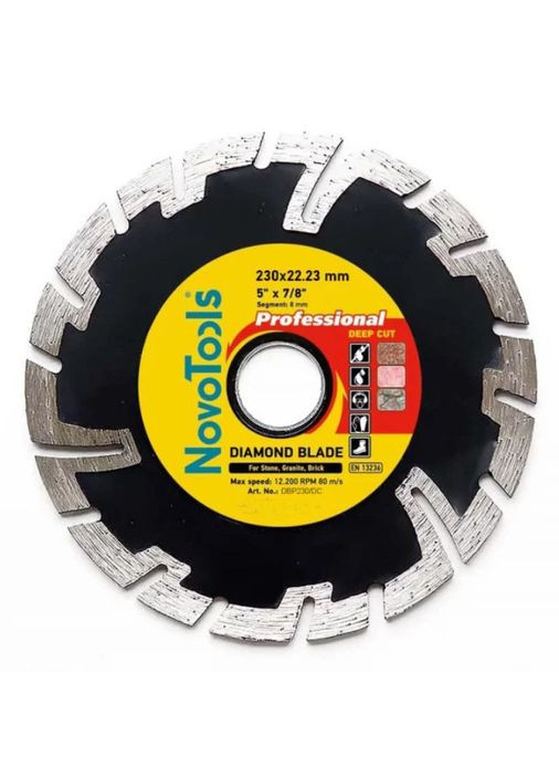 Алмазний диск Professional Deep Cut (230х8х22.23 мм) круг відрізний сегмент (23234) NovoTools (286423580)
