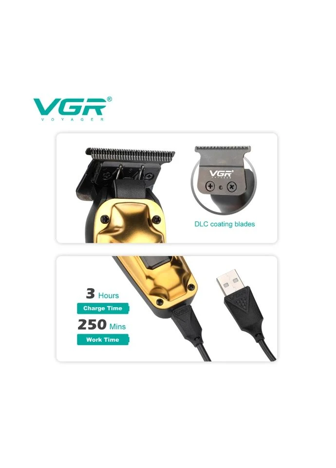 Акумуляторна машинка для стрижки VGR V-904 GOLD, 4 насадки, 2000 mAh, LED дисплей Grant (393197946)