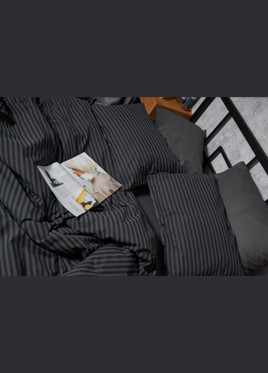 Комплект постельного белья семейный 143х210х2 наволочки 2х50х70 Бязь Gold Люкс (MS-820001070) Moon&Star Gray Stripe&Black (285717818)