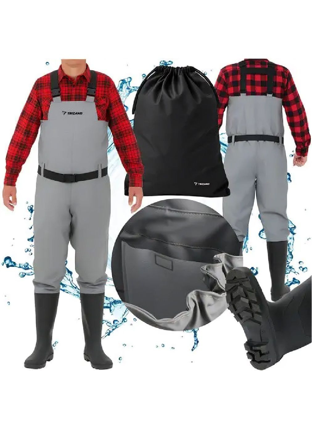 Заброди вейдерси рибальські з підтяжками протиковзкими підошвами чохлом для захисту від холоду спеки (480784-Prob) 43 розмір Unbranded (342616787)