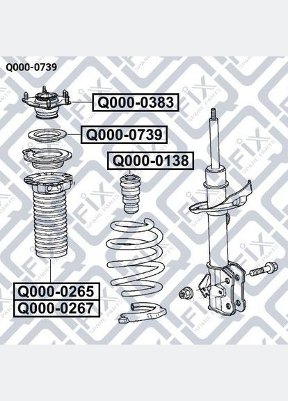 Підшипник опори переднього амортизатора Q000-0739 ACURA RDX CR-V 2007-2012 Q-FIX (345737437)