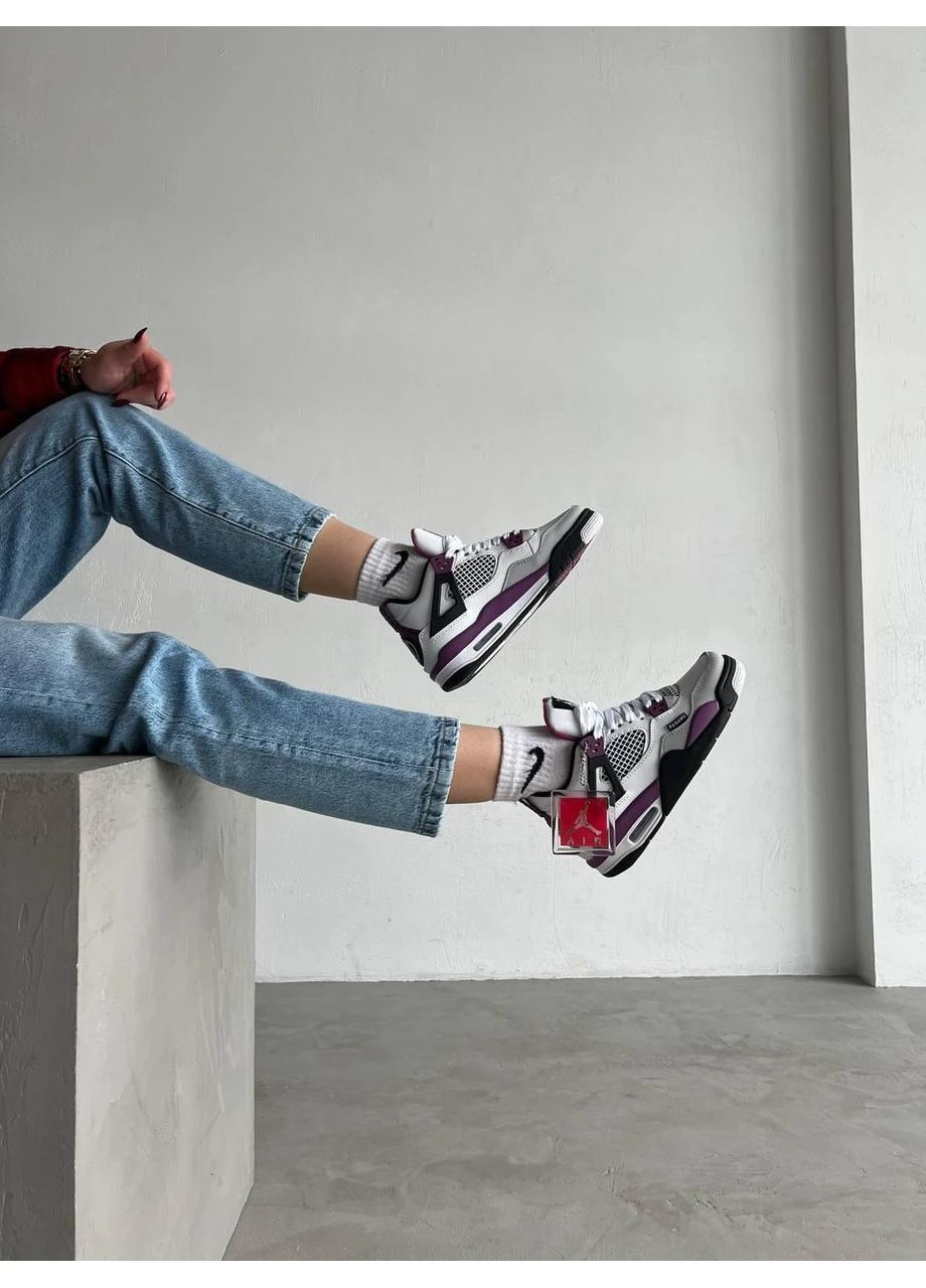 Цветные летние кроссовки nike air jordan retro 4 pari stain germain найк аир джордан No Brand