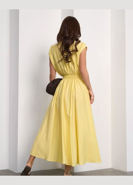 Желтое повседневный платья на запах ISSA PLUS однотонное