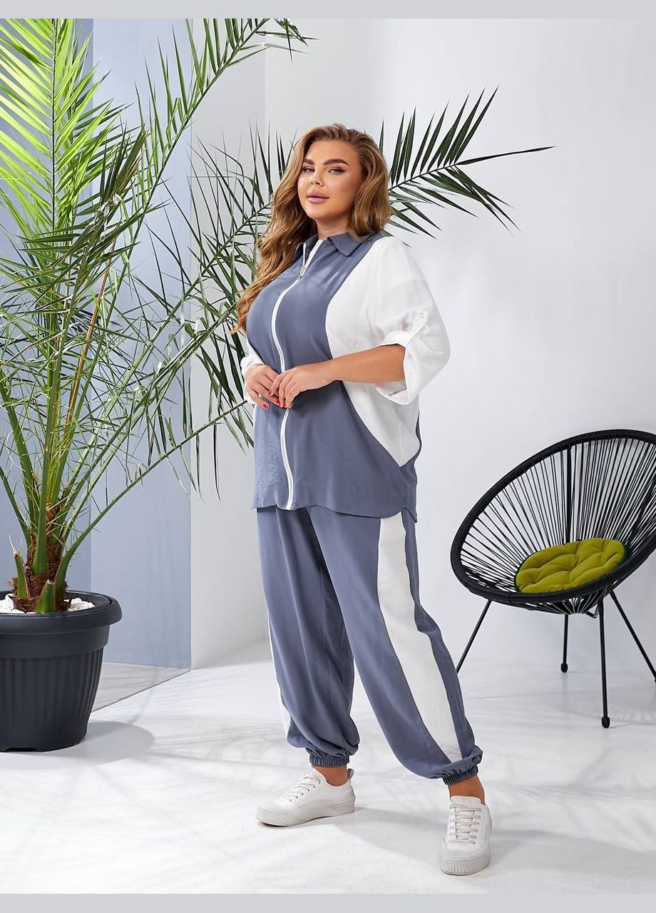 Женский льняной костюм двойка цвет мятный New Trend (304647897)