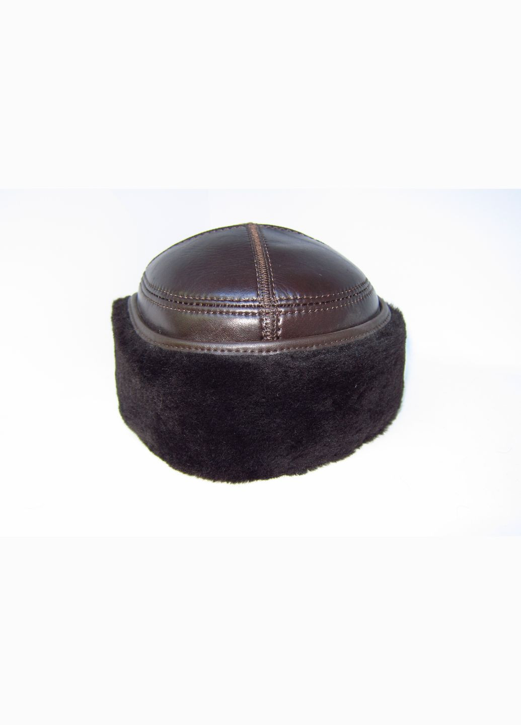 Чоловіча зимова шапка з натуральної шкіри коричньова на натуральному хутрі DAVANI 00488 No Brand кепка немка (315702929)