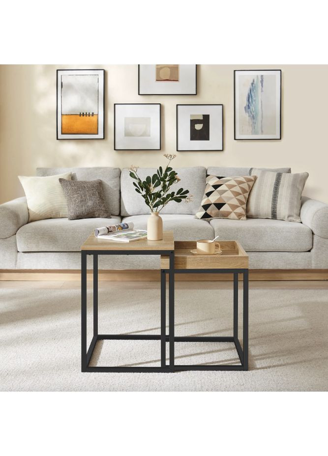 Комплект журнальных столиков Ascet в стиле Loft 2 штуки сонома Leobert (361952765)