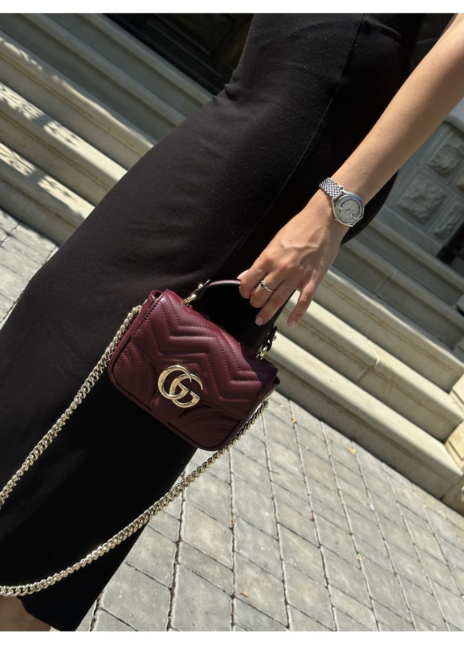 Сумка женская GG Marmont Mini Top Handle Bag in Burgundy No Brand (362488666)