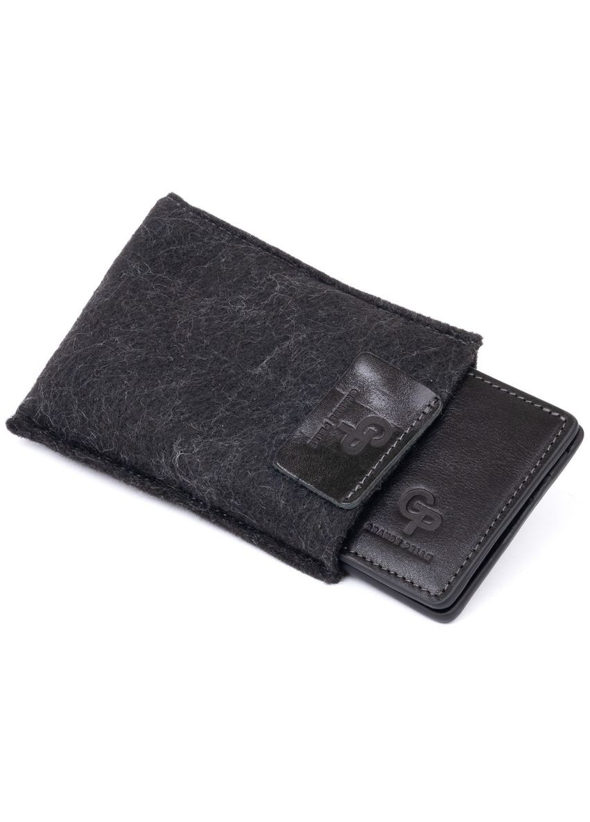 Стильне портмоне з затискачем для грошей без застібки 11295 Чорне Grande Pelle (329149387)
