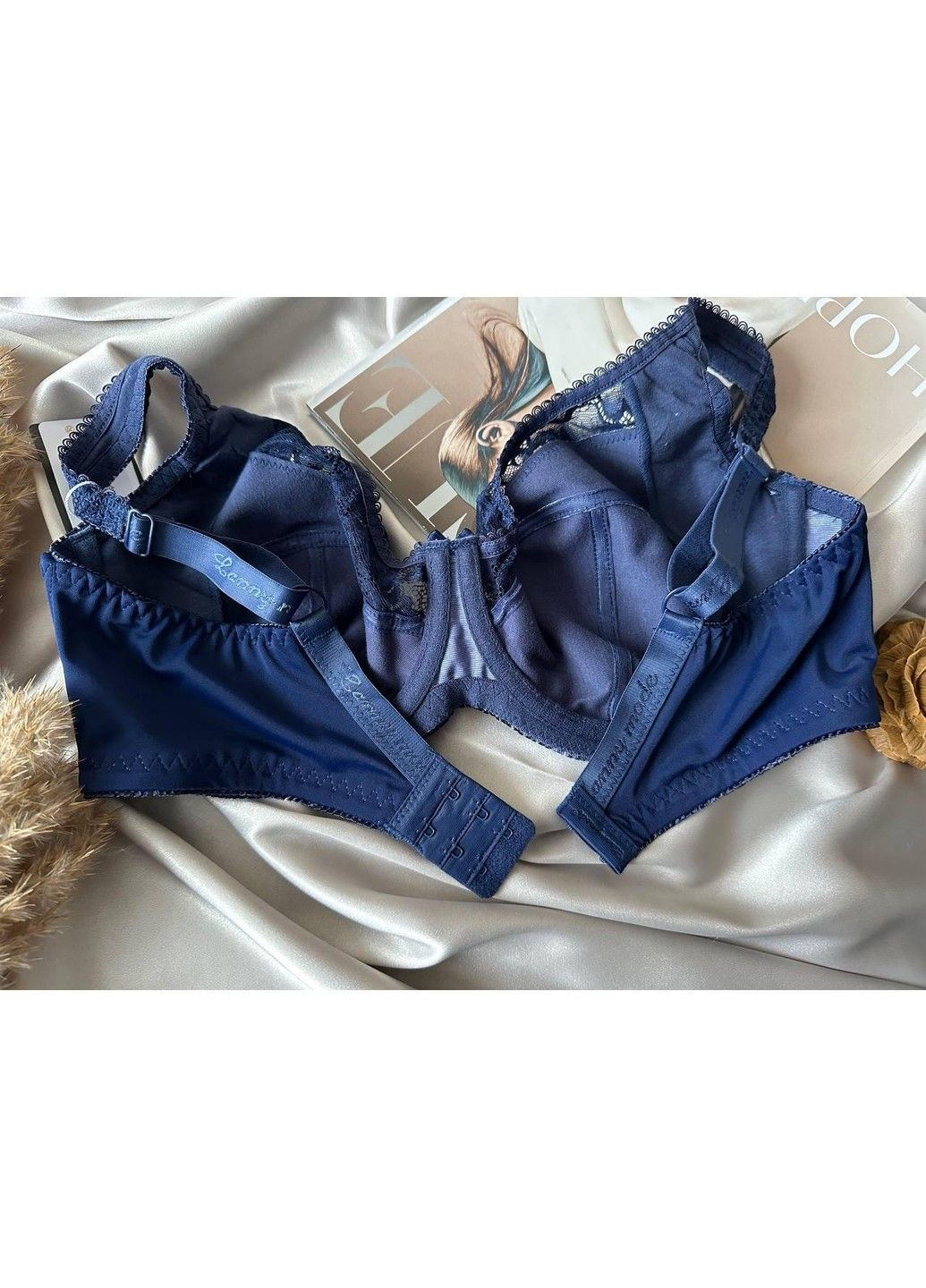 Синий синий бюстгальтер для большой груди без поролона Lanny Mode