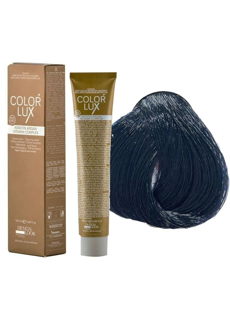 Крем-краска для волос 1.10 Черно-синий Color lux, 100 мл Design Look (396334893)