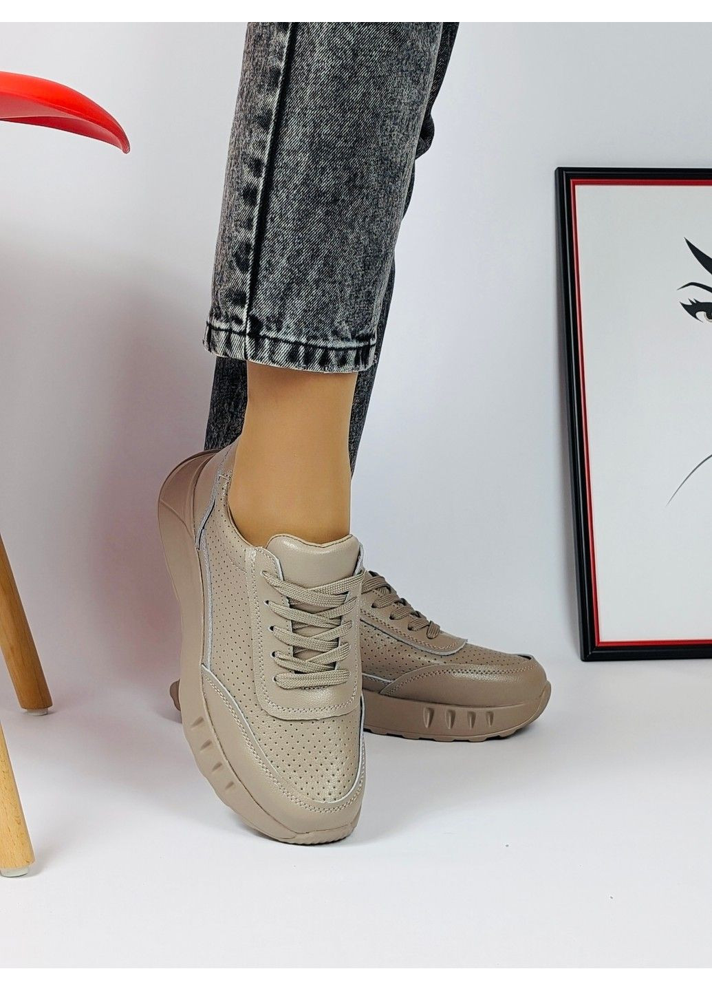 164 Кросовки Кожаные Бежевые KDSL бежевые демисезоны (289797886)