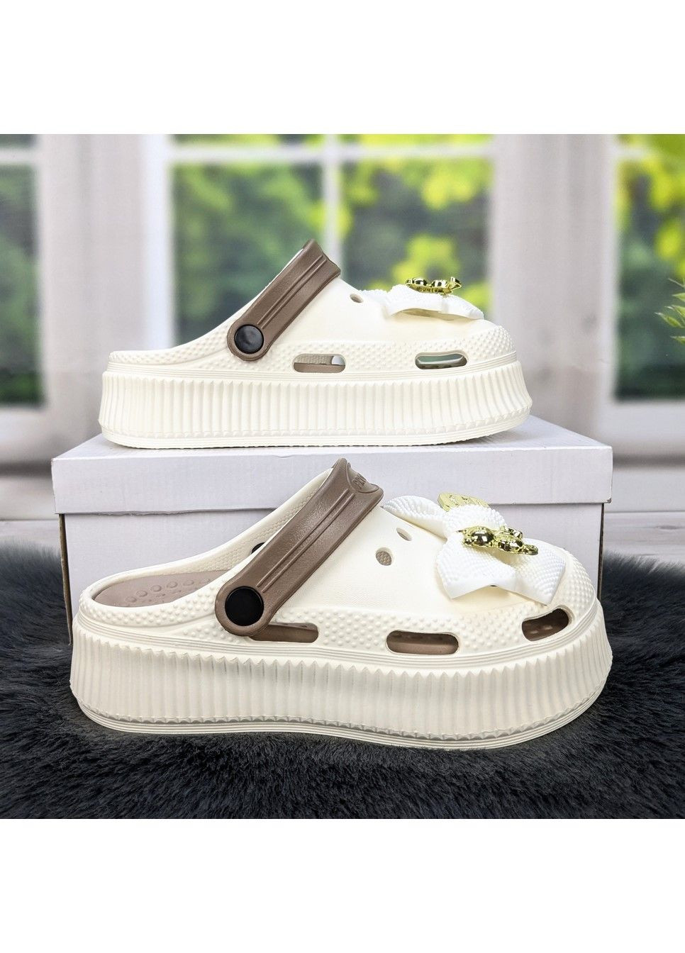 Сабо кроксы женские на платформе с бантиком Progress (299374741)