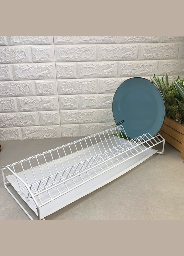 Одноярусна сушарка для посуду для розміщення на столі 46.5 см з піддоном, Люкс No Brand (366818157)