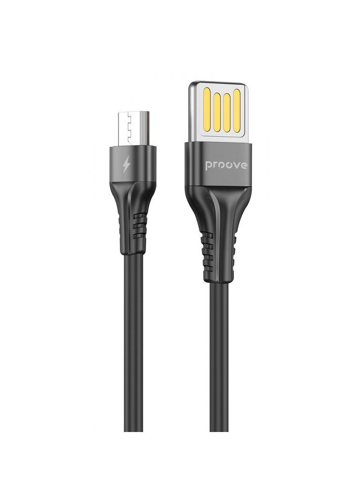 Шнур Micro USB 1m (2.4A) | Double Way Silicone black Кабель Мікро Юсб для заряджання Proove (296808643)