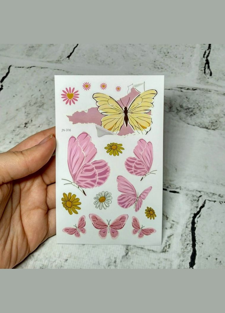 Флеш тату временные татуировки детские cветятся в темноте Бабочки 7,5х12 см No Brand (329427731)