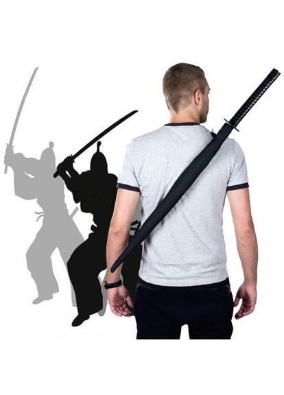 Чорна} зонтик катана автомат вітрозахисний чорний для чоловіків і жінок 16 спиць великий купол 102 см ProDobro (365441625)