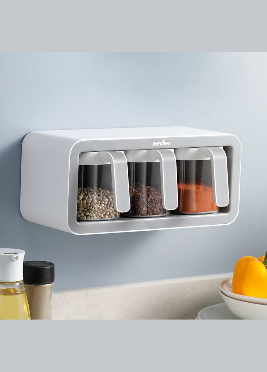 Полка с емкостями для хранения специй My Home Белосира (KP-12 WHITE/GRAY) MVM (301003142)